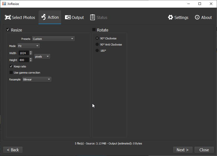 XnResize: Resize settings